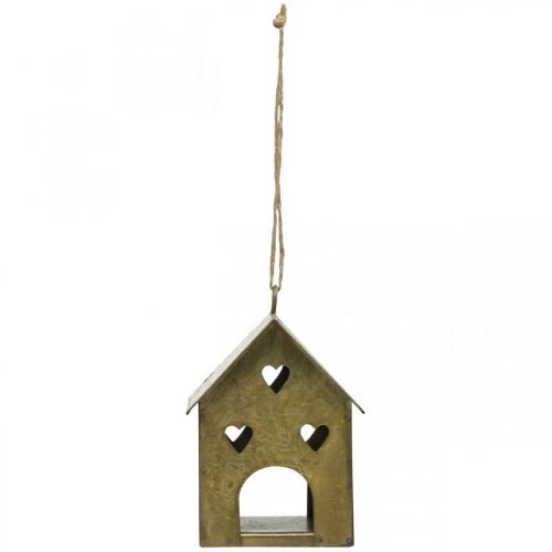 Artikel Weihnachtsanhänger Metall Haus Vintage Gold H9,5cm 3St