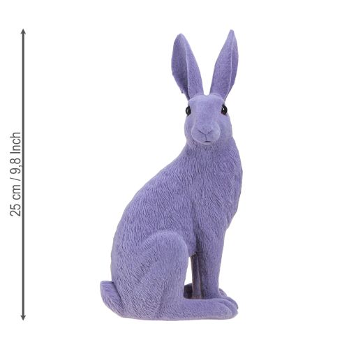 Artikel Hase sitzend Osterhase Deko beflockt Flieder 12×9×25cm