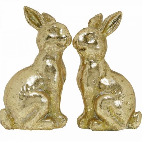 Artikel Hase Gold Deko sitzend Antik Optik Osterhase H12,5cm 2St