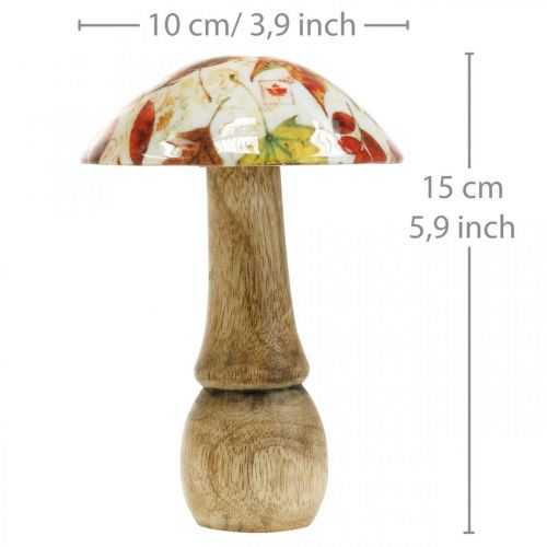 Artikel Holzpilz Deko Herbstlaub Weiß, Bunt Pilz Tischdeko Ø10cm H15cm