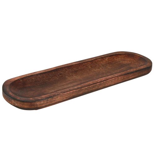 Holztablett oval Dunkelbraun lasiert Deko Tablett 40×12cm