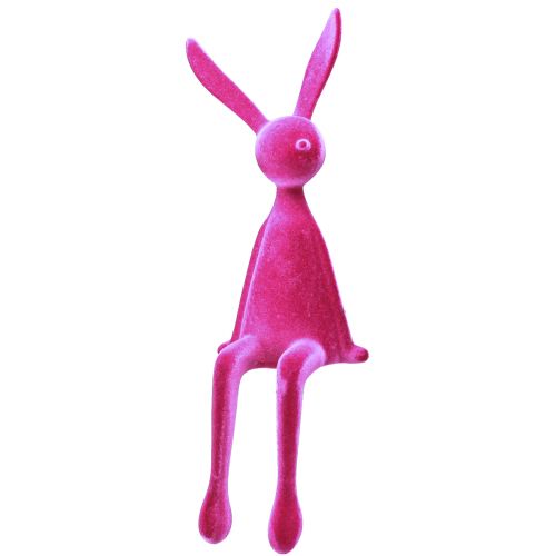 Floristik24 Kantenhocker Hase beflockt Sitzender Osterhase Pink 56cm