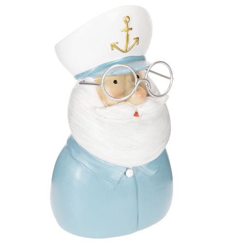 Artikel Kapitän Dekofigur aus Polyresin 16 cm Weiß-Blau mit Kapitänsmütze und Brille
