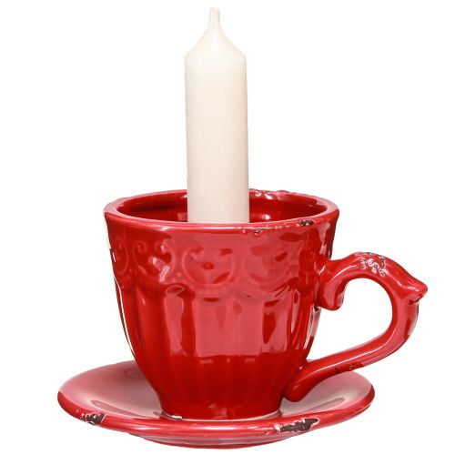 Artikel Keramik Kerzenhalter Rot Tasse Für Stabkerzen 13×11×8cm 3 St