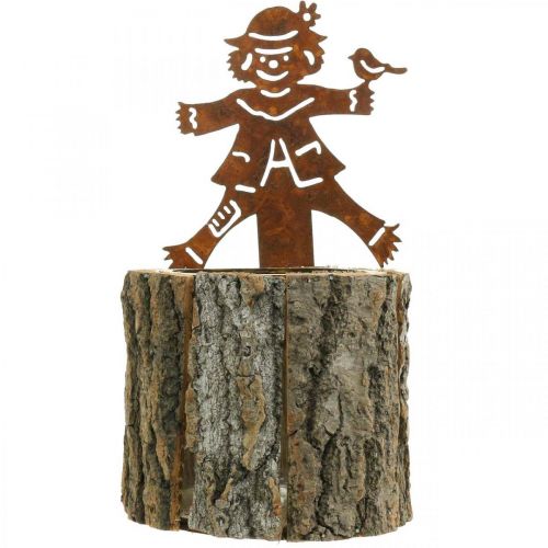 Artikel Blumentopf Holz Pflanzgefäß Holzoptik Rost Vogelscheuche H24,5cm