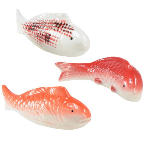 Floristik24 Koi Deko Fische Keramik Rot Weiß Schwimmend 15cm 3St