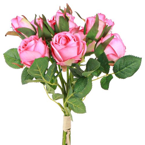 Künstliche Rosen im Bund Kunstblumen Pink 36cm 6St × 2Bd