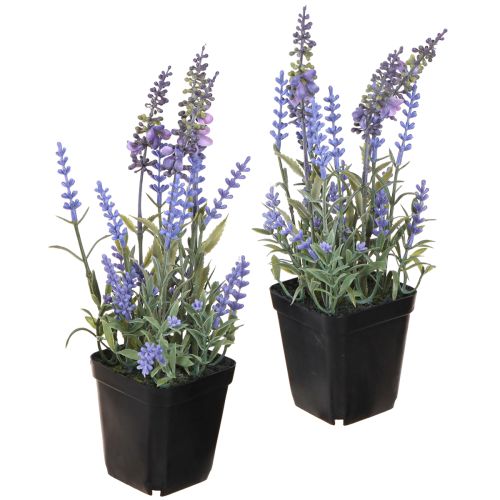 Künstlicher Lavendel im Topf Blühende Kunstpflanzen 25cm 2St