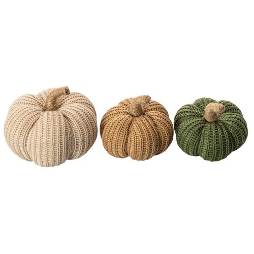 Artikel Deko-Set gestrickte Kürbisse Baumwolle 10 cm Braun Beige Grün 6 Stück