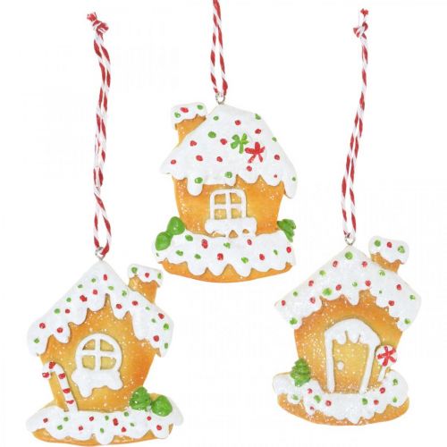 Floristik24 Knusperhäuschen Christbaumschmuck Lebkuchenhäuschen H9cm 3 St