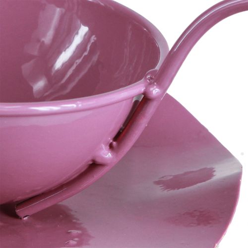 Artikel Metall Deko Tasse mit Unterteller Pink H8cm Ø11,5cm 2St