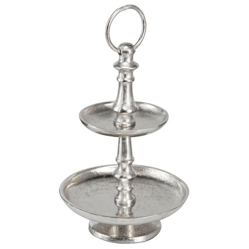 Mini Etagere Metall Deko Silber 2-stöckig Tischdeko H22cm