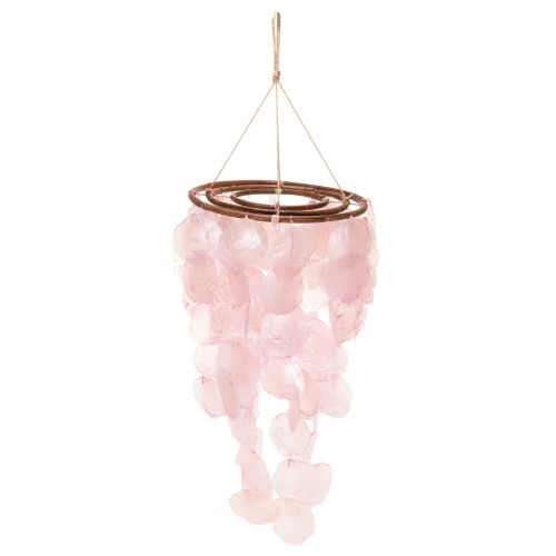 Artikel Windspiel aus Capiz-Muscheln und Holz 70 cm Rosa für Wohnzimmer und Garten