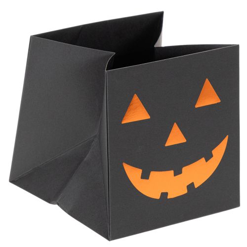 Artikel Papiertüte Schwarz mit Kürbisgesicht 10,5cm 6 Stück Halloween-Dekoration