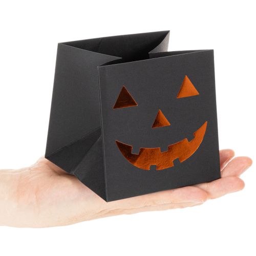 Artikel Papiertüte Schwarz mit Kürbisgesicht 10,5cm 6 Stück Halloween-Dekoration