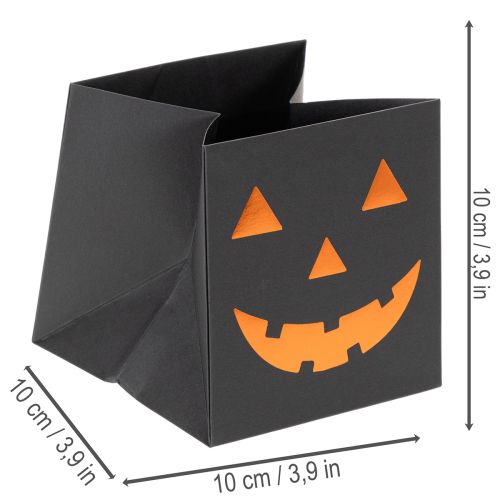 Artikel Papiertüte Schwarz mit Kürbisgesicht 10,5cm 6 Stück Halloween-Dekoration