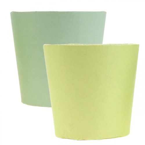 Artikel Papier-Übertopf, Pflanzgefäß, Topf zum Bepflanzen Blau/Grün Ø13cm H12,5cm 4St