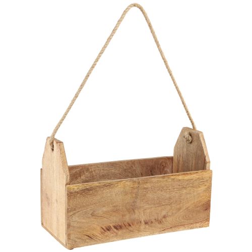 Pflanzkasten Natur Holz Jute mit Henkel 35x16x21,5cm