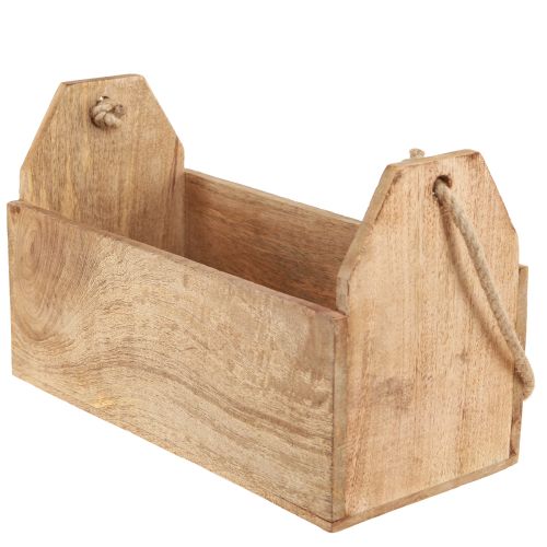 Artikel Pflanzkasten Natur Holz Jute mit Henkel 35x16x21,5cm