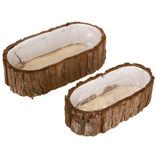 Pflanzschale oval Rinde Natur 30,5×15cm / 24×11cm 2er-Set