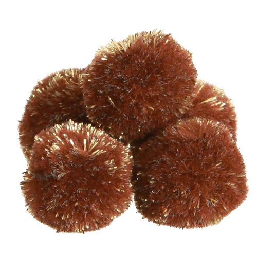 Pompoms mit Glitter Braun 2,5cm Pompons 2 Beutel – 24St