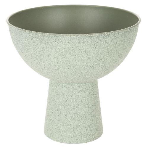 Artikel Dekoschale mit Standfuß für Pflanzen 25 cm, Metall, grau-grüne Granitoptik