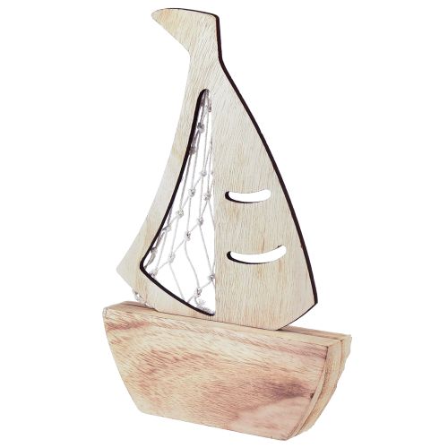 Artikel Segelboot Deko Aufsteller Holz Natur Hellblau 25,5×16,5cm 3 St