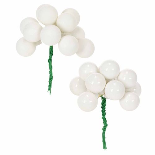 Artikel Spiegelbeeren Mini-Glaskugeln am Draht, weiß, 25 mm, 140 Stück für Floristik