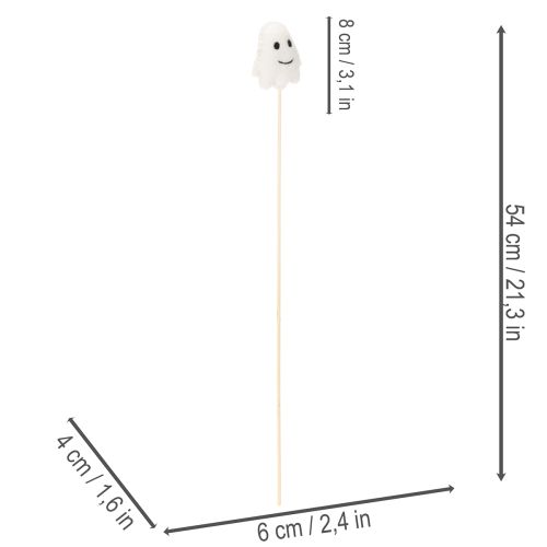 Artikel Geisterfiguren auf Holzstab 54 cm weiß-orange 8 Stück für Halloween-Dekoration