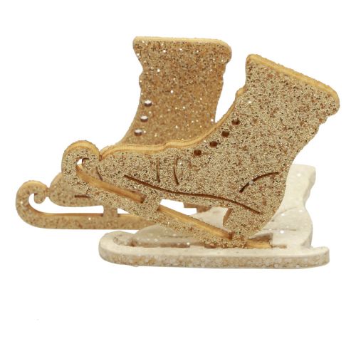 Artikel Streudeko Winterdeko Holz Schlittschuh Glitter 4x3,5cm 72 St