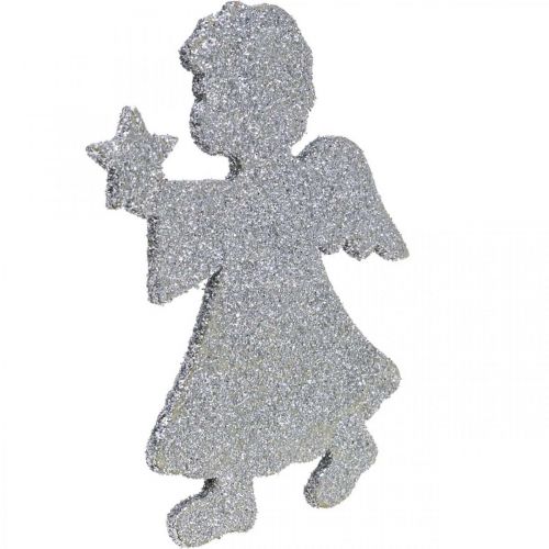 Artikel Streudeko Weihnachten Engel Deko Silber Glitter H8cm 24 St