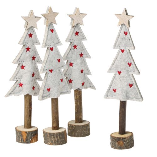 Tannenbaum Deko Filz Stern Herz Beige Rot H21cm 4 St