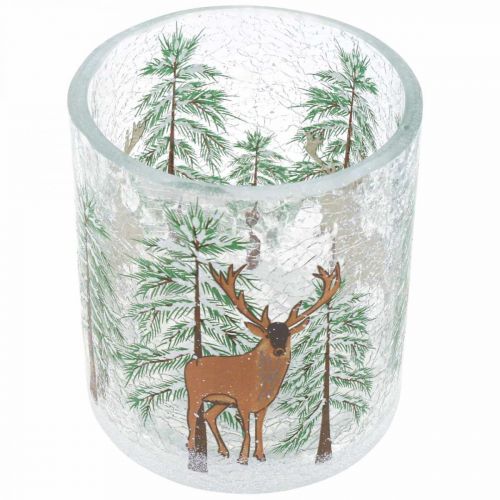 Artikel Teelichthalter Glas Weihnachten Crackle Teelichtglas H10cm