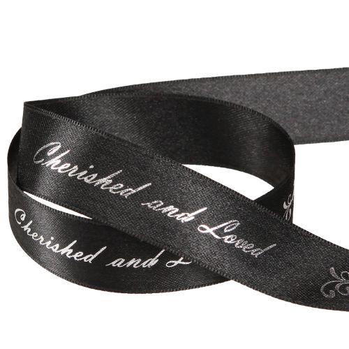 Artikel Trauerband Spruch Schwarz Silber Cherished … 25mm 25m