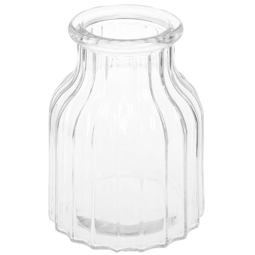 Floristik24 Vase Glas Rillen Glasvase Dekoglas Klar Ø11cm H15cm 2St