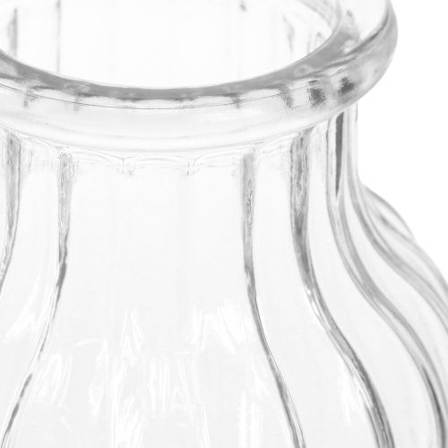 Artikel Vase Glas Rillen Glasvase Dekoglas Klar Ø11cm H15cm 2St