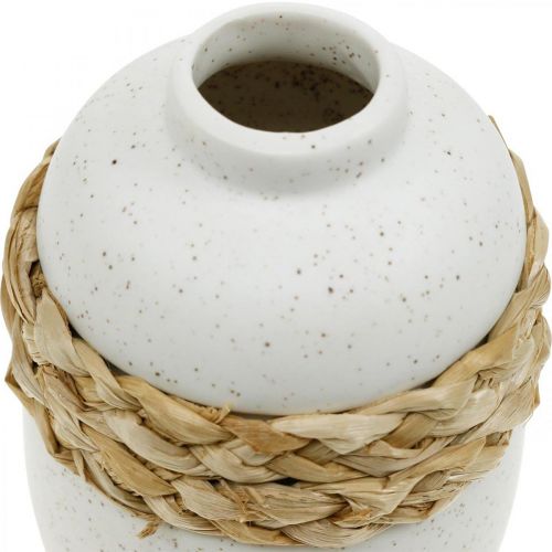 Artikel Blumenvase weiß Keramik und Seegras Vase Sommerdeko H17,5cm