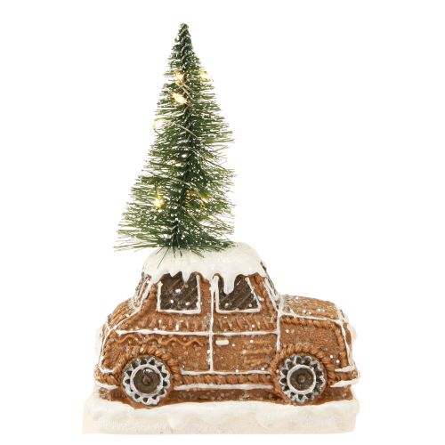 Artikel Weihnachtsauto mit Tannenbaum LED in Braun Weiß 2 St