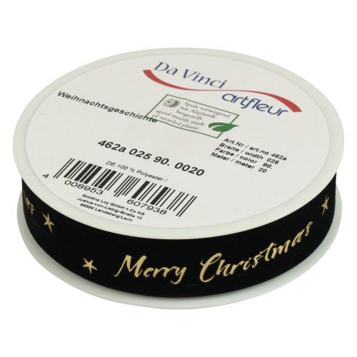 Artikel Geschenkband Weihnachtsband Schwarz Samtband 25mm 20m