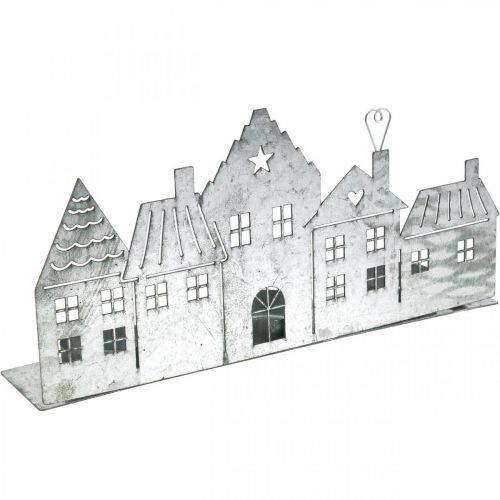 Silbern Häuser, Floristik24.at Teelichthalter 25cm-06732 Weihnachtsdeko Metall