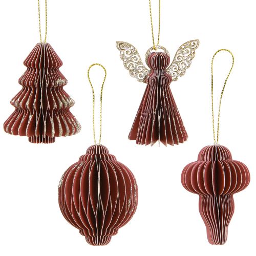 Floristik24 Weihnachtsdeko Papier Baumschmuck Bordeaux 6cm 12 St