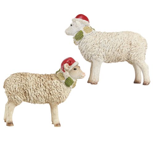 Artikel Weihnachtsfiguren Schaf mit Mütze und Schal L16cm 2 St