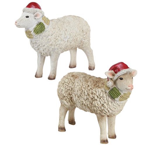 Artikel Weihnachtsfiguren Schaf mit Mütze und Schal L16cm 2 St