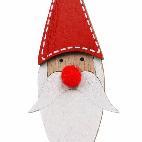 Artikel Holzstecker Weihnachtsmann mit Metallfeder Rot, Weiß, Natur 12/13cm L36/36,5cm 12St