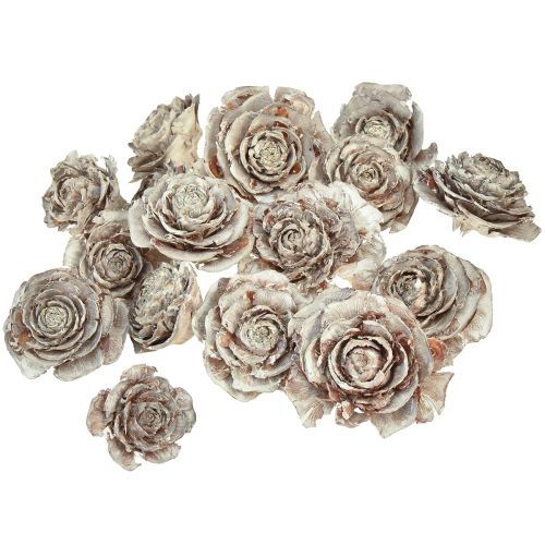 Artikel Zeder Zapfen geschnitten wie Rose Cedarrose 4-6cm weiß/natur 50 Stück