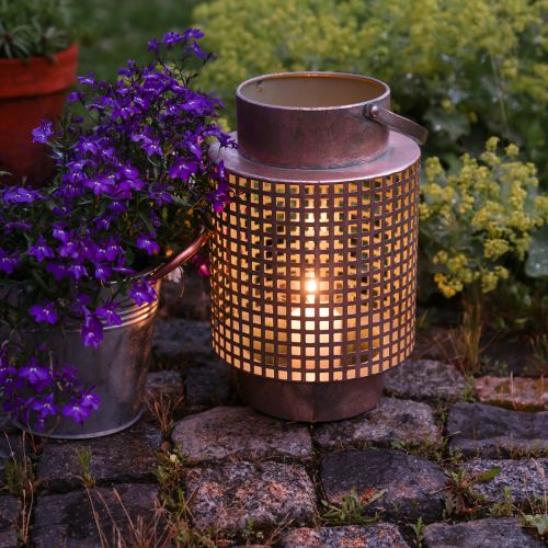 Floristik24 Deko Laterne Windlicht Metall mit Henkel Rosé Ø18cm H29cm