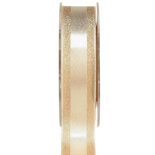 Floristik24 Dekoband Gold mit Glitter und Streifen Geschenkband 25mm 20m