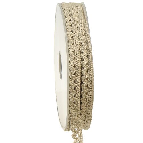 Floristik24 Dekoband Häkelspitze Zierband Band Beige B9mm L20m