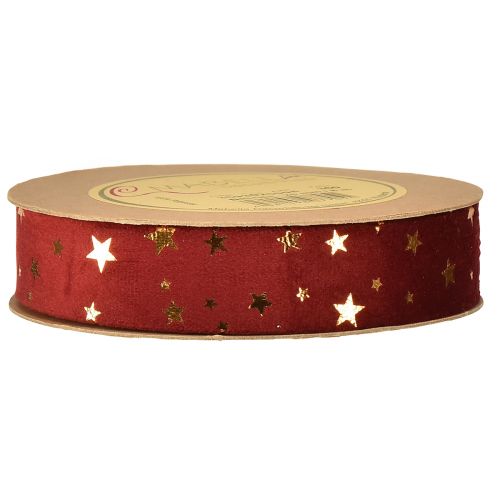 Artikel Samtband Weihnachten Sternenband Rot Gold B25mm L8m