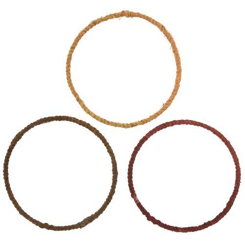 Dekoring farbig Ring Jute Loop Gelb Ocker Braun Ø20cm 9St